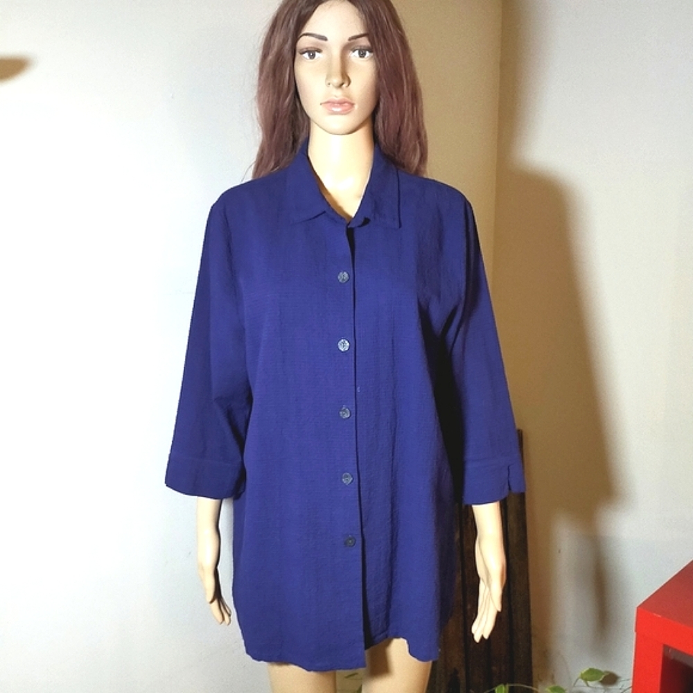 Focus Navy Blue Half Sleeves Button Down Textured Cotton Polo Shirt